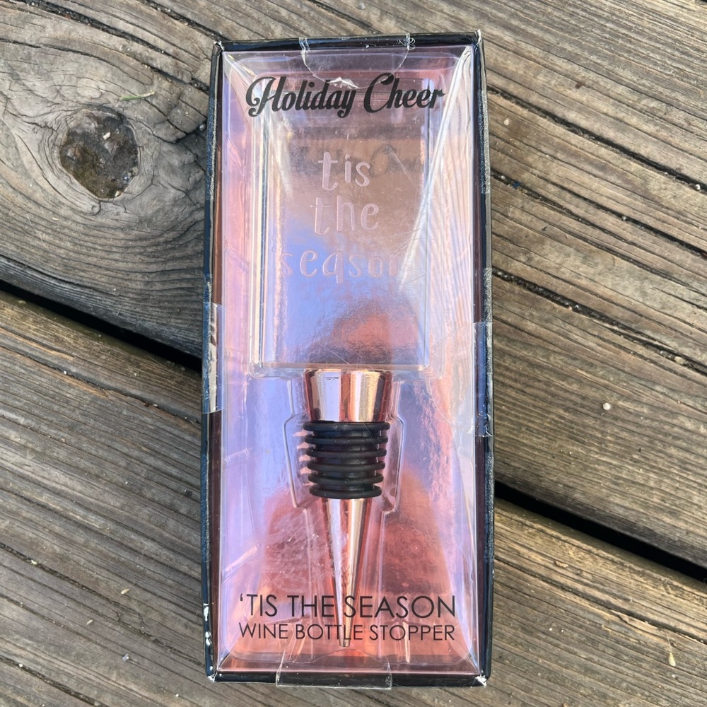 HOLIDAY CHEER ‘TIS THE SEASON WINE BOTTLE TOPPER NIB